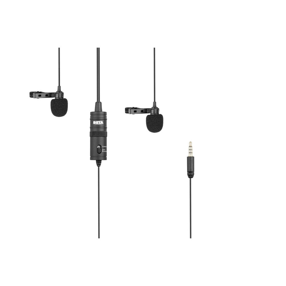 BOYA BY-M1DM Dobbelt Mikrofon - 3.5mm Minijack - 4m - Sort