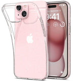 iPhone 15 Spigen Liquid Crystal Glitter Bagside Cover - Gennemsigtig