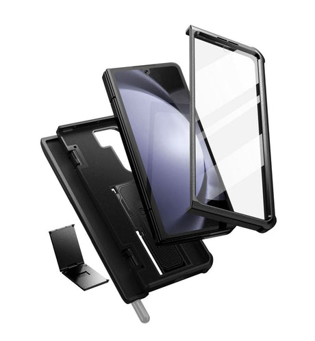 Samsung Galaxy Z Fold5 Tech-Protect Kevlar Pro Pen Håndværker Bagside Cover m. Skærmbeskyttelse & Kickstand - Sort