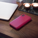 Original Apple iPhone X Leather Folio Cover Berry (MQRX2ZM/A)