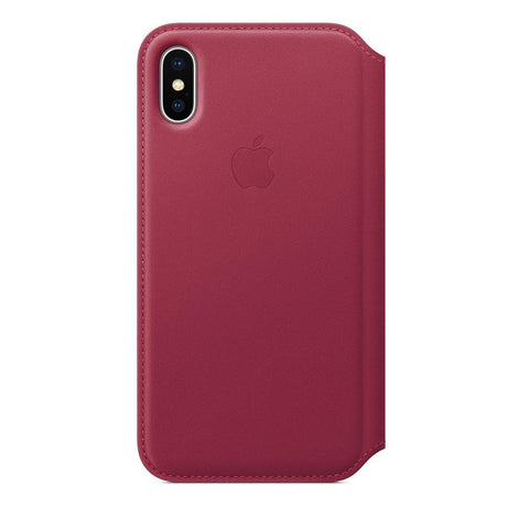 Original Apple iPhone X Leather Folio Cover Berry (MQRX2ZM/A)