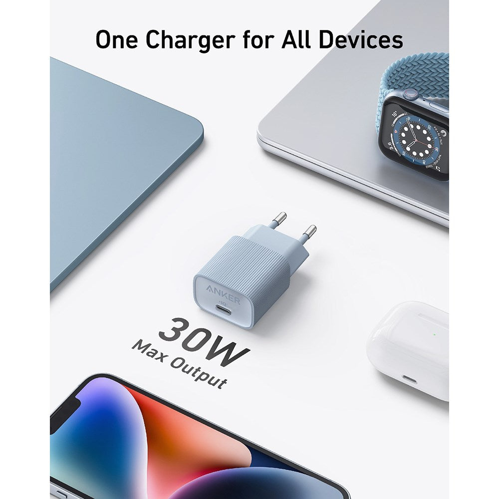 Anker Nano Vægoplader 30W m. USB-C - Hvid