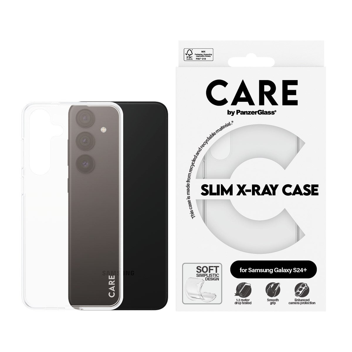 CARE by PanzerGlass Samsung Galaxy S24+ (Plus) FASHION X-Ray Soft Basic Bagside Cover - Transparent