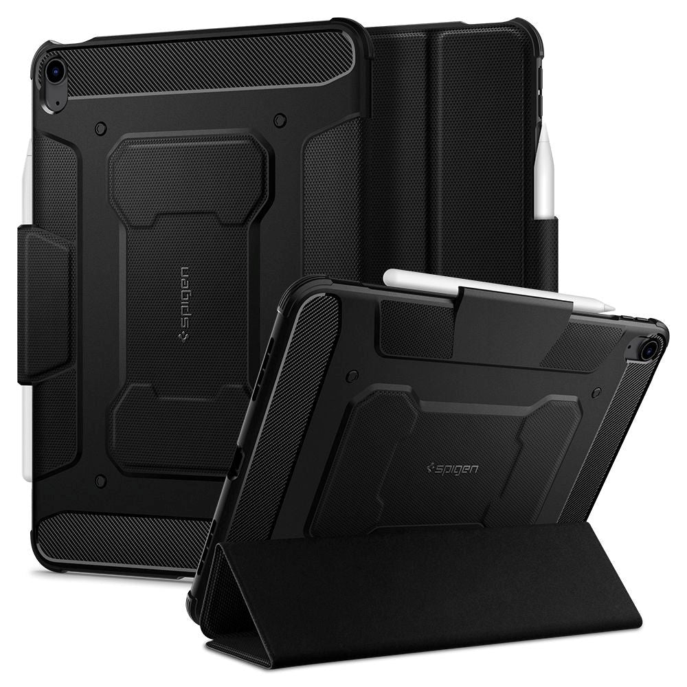 iPad Air 10.9-11" (2024-2020) Spigen Rugged Armor Pro Cover m. Apple Pencil Holder - Sort