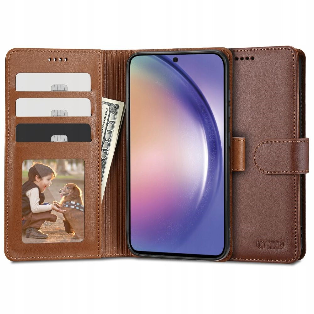 Samsung Galaxy A54 (5G) Tech-Protect Wallet Flip Cover m. Pung - Brun