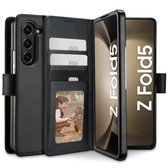 Samsung Galaxy Z Fold5 (5G) Tech-Protect Wallet Flip Cover m. Pung & Ståfunktion - Sort