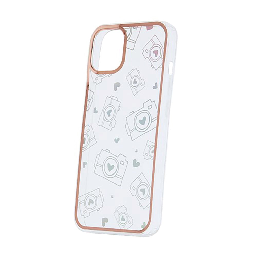 iPhone 13 Pro Hybrid Plastik Bagside Cover m. Holografisk Print - Kamera Motiv - Gennemsigtig