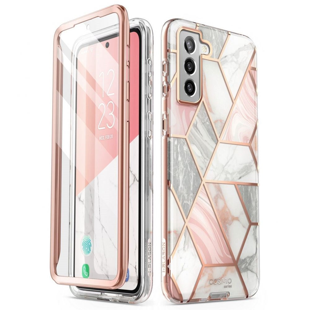 Samsung Galaxy S21 FE (5G) Cover m. Skærmbeskyttelse i-Blason Cosmo Marble - Pink