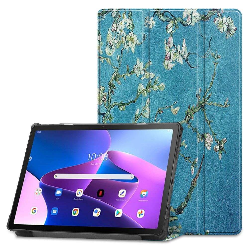 Lenovo Tab M10 Plus (3. Gen) 10.6" (TB-125F/128F) Tech-Protect Smartcase Tri-fold Cover - Hvide Blomster