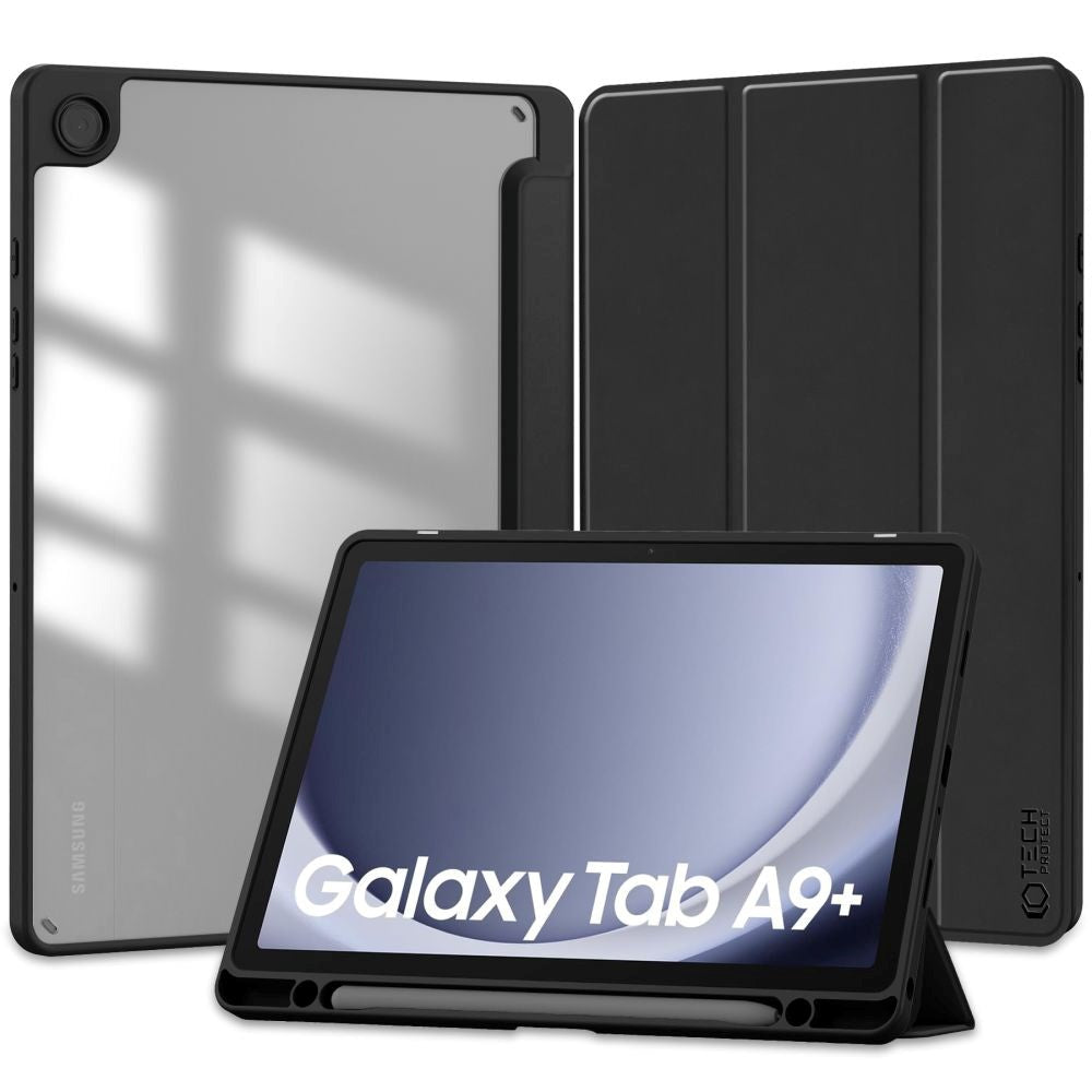 Samsung Galaxy Tab A9+ (Plus) Tech-Protect SC Hybrid Tri-fold Cover - Sort / Gennemsigtig