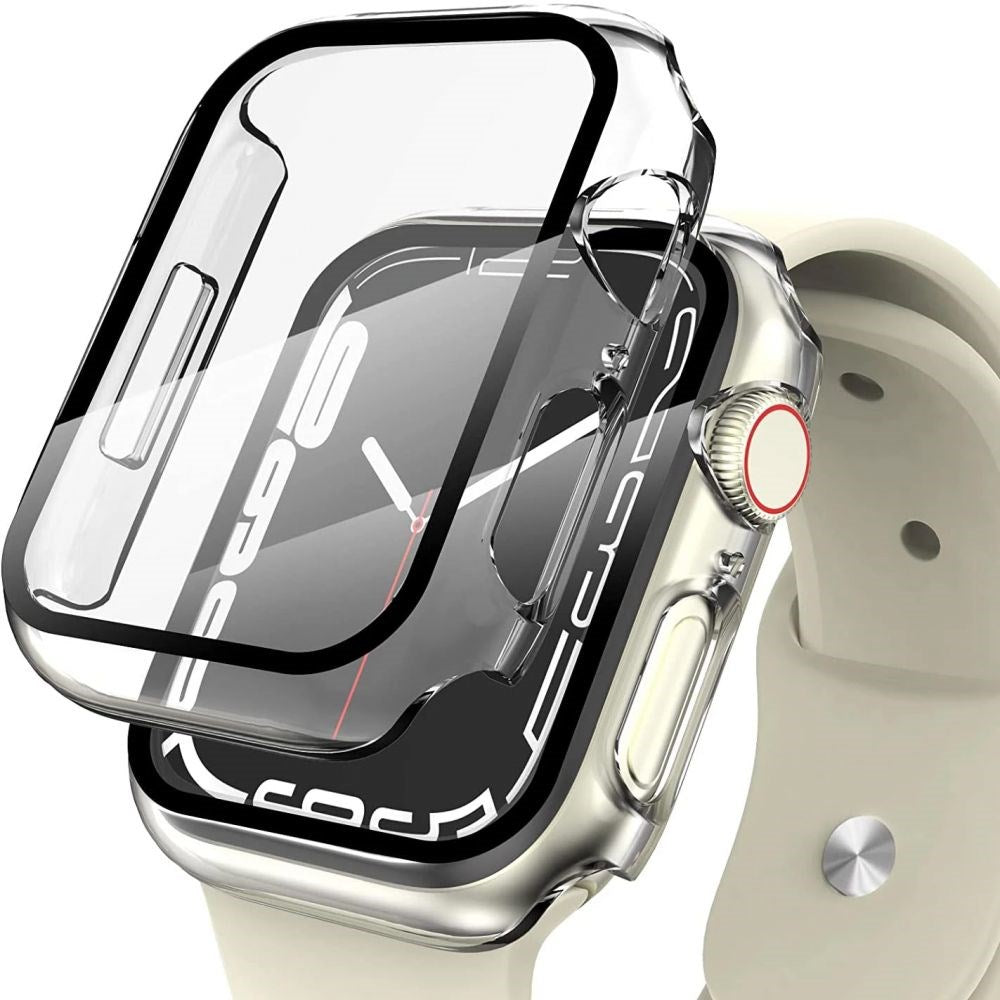 Apple Watch 9/8/7 (45mm) Tech-Protect DEFENSE360 Smartwatch Case m. Skærmbeskyttelse - 45mm - Gennemsigtig m. Sort Kant