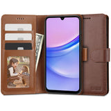 Samsung Galaxy A15 (5G) / A15 Tech-Protect Wallet Flip Cover m. Pung & Ståfunktion - Brun