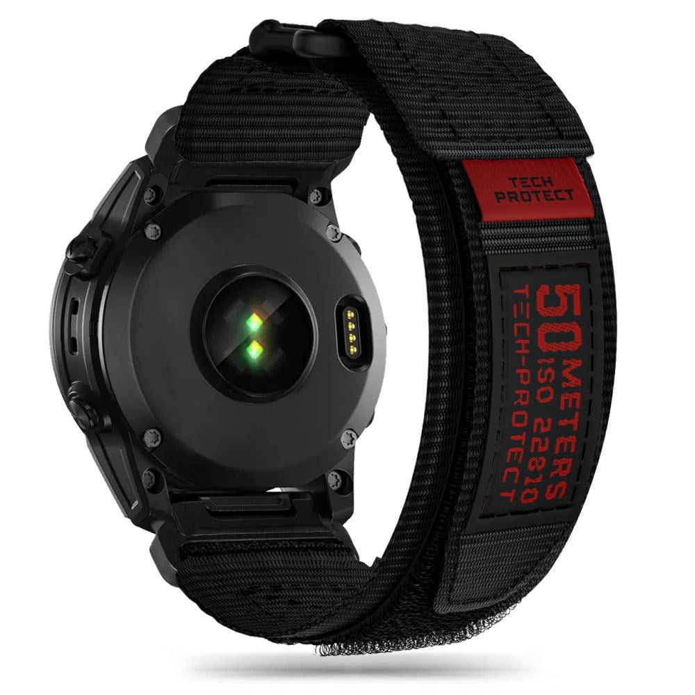 Universal Garmin 22mm QuickFit Tech-Protect Scout Pro Rem i Stof - Sort