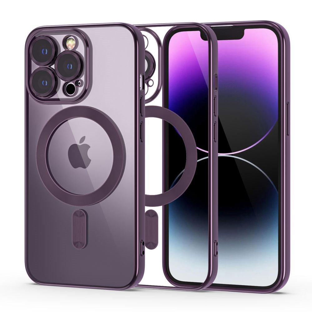 iPhone 14 Pro Tech-Protect MagShine Bagside Cover - MagSafe Kompatibel - Gennemsigtig / Violet