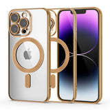 iPhone 14 Pro Tech-Protect MagShine Bagside Cover - MagSafe Kompatibel - Gennemsigtig / Guld