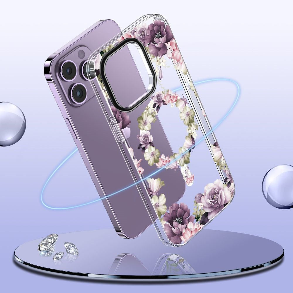 iPhone 15 Pro Max Tech-Protect MagMood Bagside Cover - MagSafe Kompatibel - Rose Floral