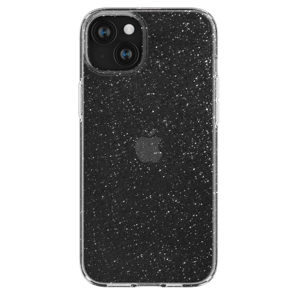 iPhone 15 Spigen Liquid Crystal Glitter Bagside Cover - Gennemsigtig