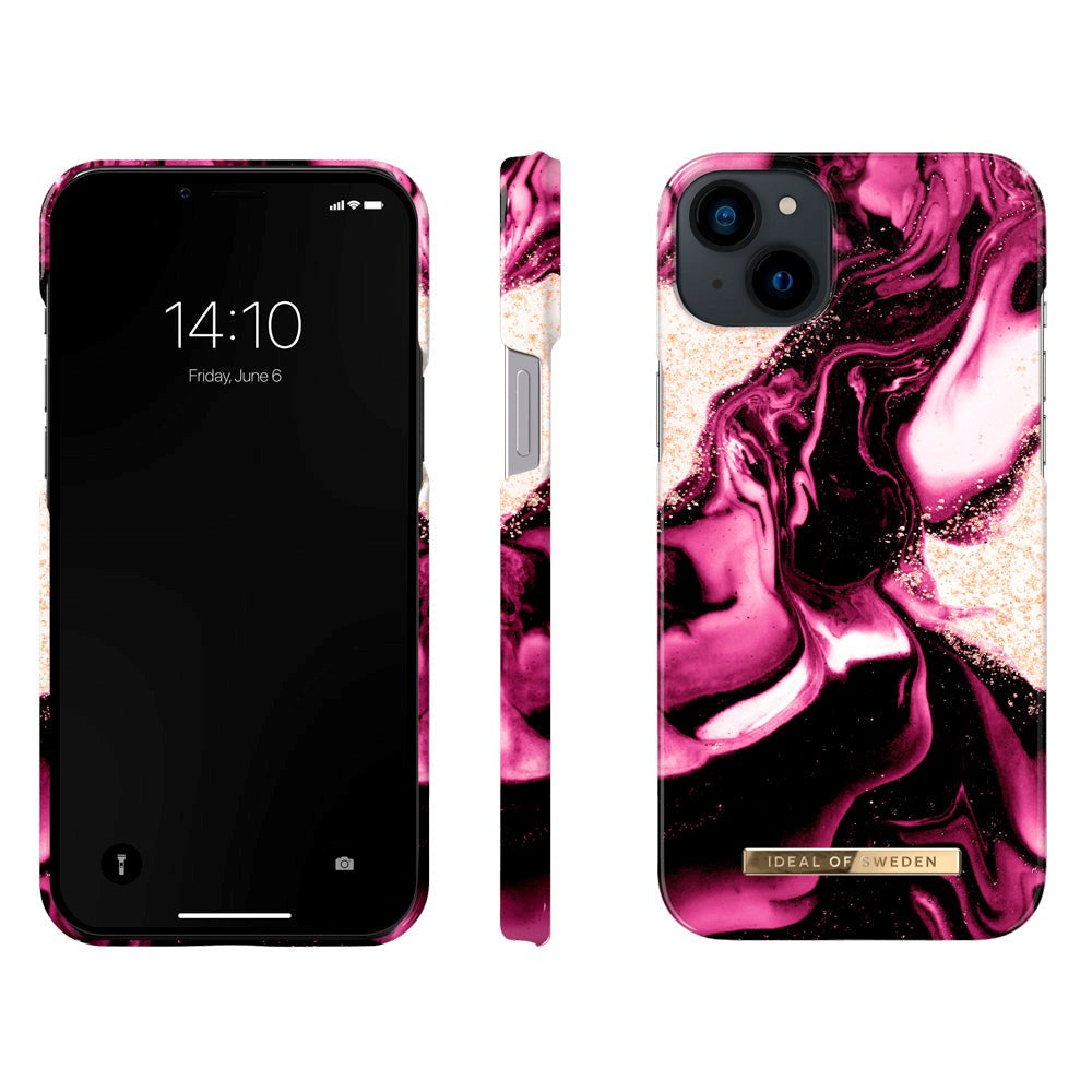 iPhone 14 Plus iDeal Of Sweden Fashion Case - Golden Ruby Marble