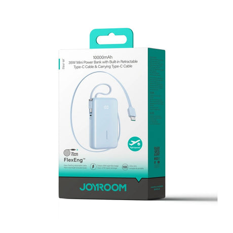 Joyroom JR-PR2 PowerBank m. 2x USB-C Kabel - 35W / 10.000 mAh - Lyseblå