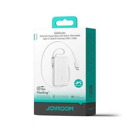 Joyroom JR-PR2L PowerBank m. USB-C Kabel & Lightning Kabel - 35W / 10.000 mAh - Hvid