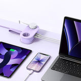 ORICO 5-i-1 Strømskinne m. 20W - 2 x Schuko - 2 x USB-A - 1 x USB-C - Lilla