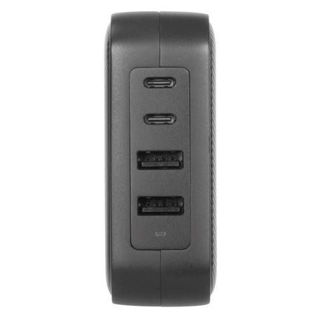 Targus 100W GaN PD Vægoplader m. 2 x USB-C, 2 x USB-A og Rejseadaptere - Sort