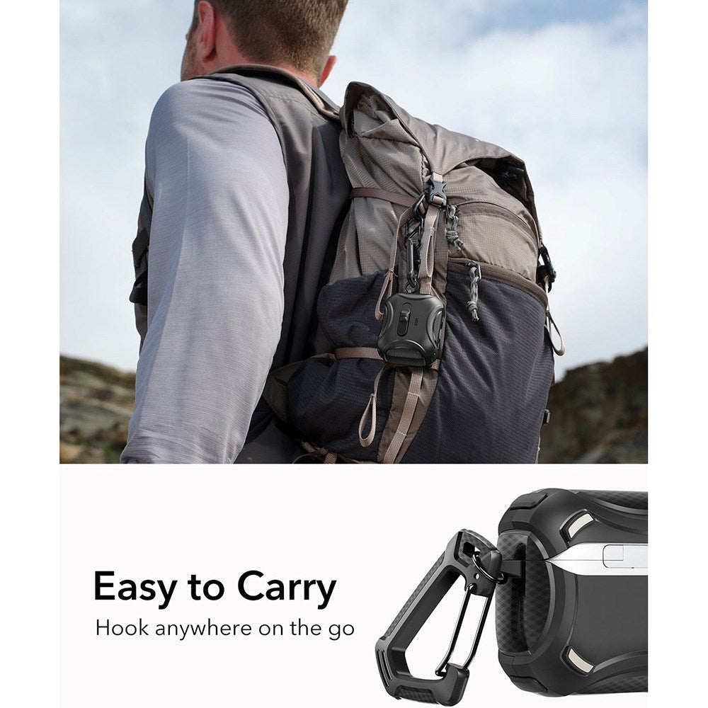 ESR AirPods Pro (3. gen.) Cyber FlickLock Case m. Karabinhage & Lås - Sort