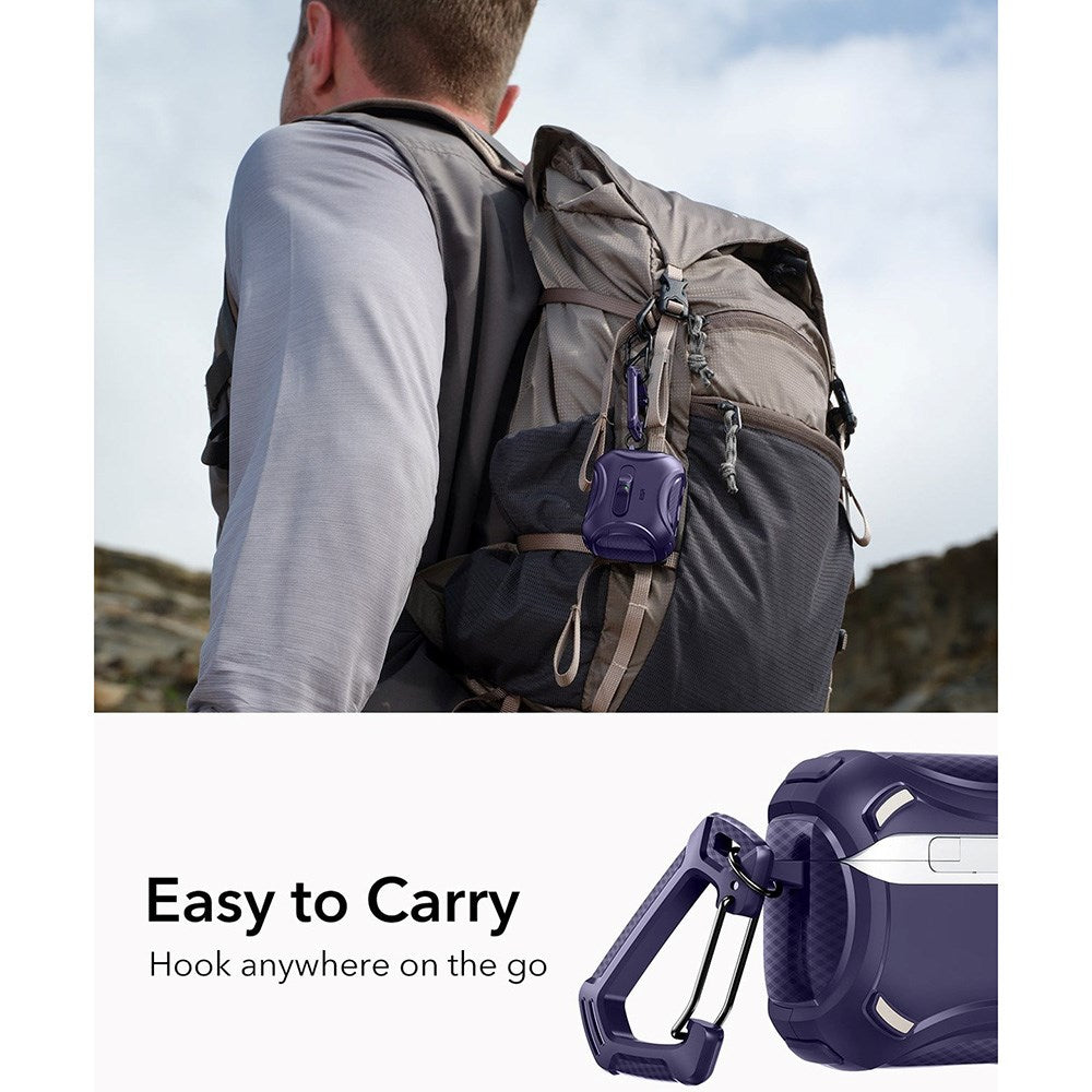 ESR AirPods Pro (3. gen.) Cyber FlickLock Case m. Karabinhage & Lås - Lilla