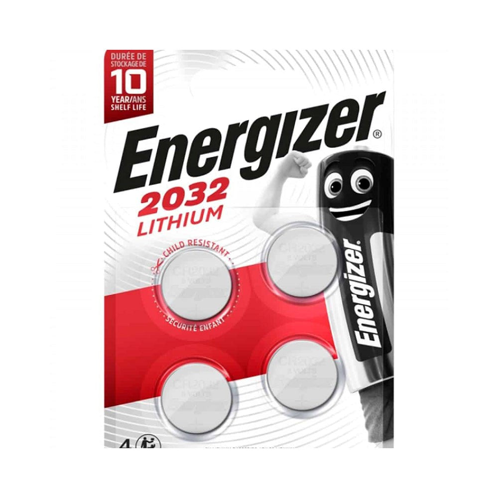 Energizer CR2032 3V Lithium Knapcelle Batteri 4-pak - Kompatibel AirTag - Sølv