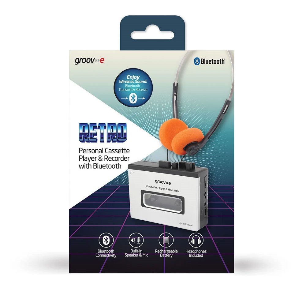 Groov-e PS530SR Kassetteafspiller m. Indbygget Bluetooth & Højtaler Funktion - Sort / Grå