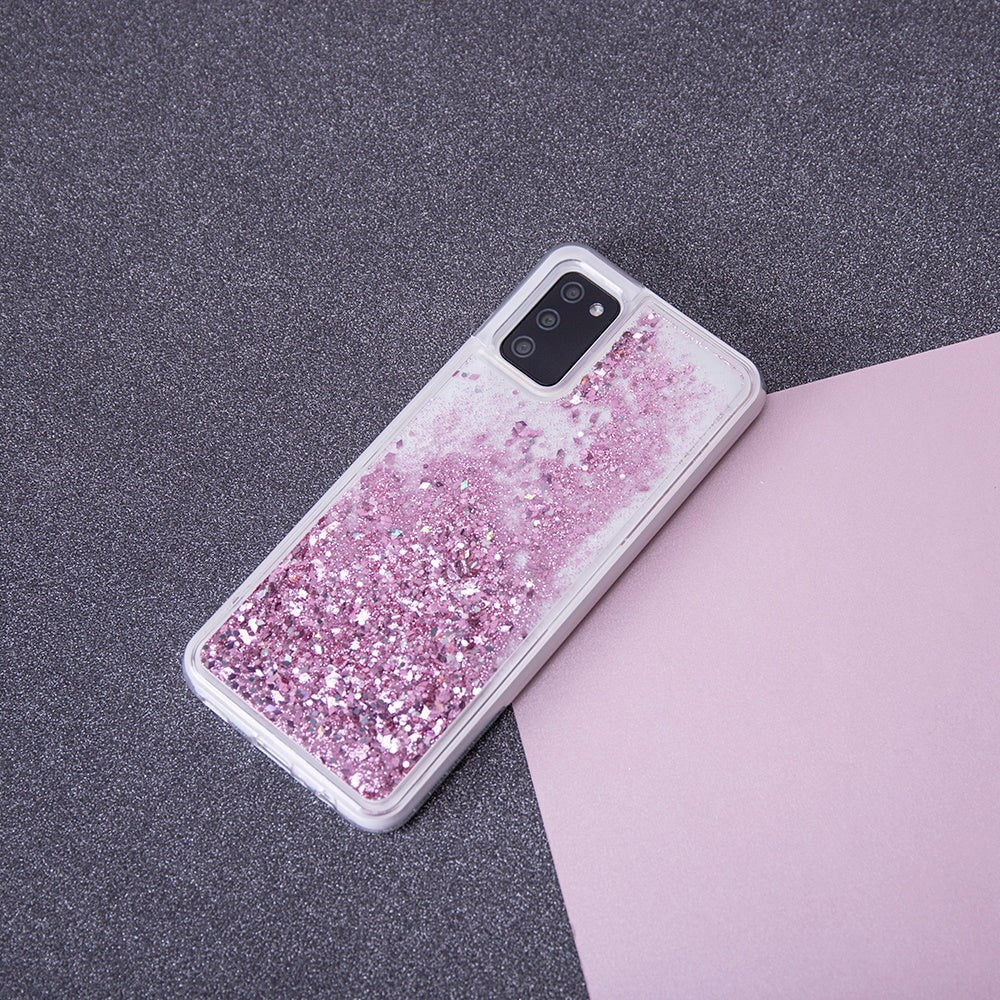 Samsung Galaxy S23 Ultra Gennemsigtigt Glimmer Bagside Cover - Lyserød