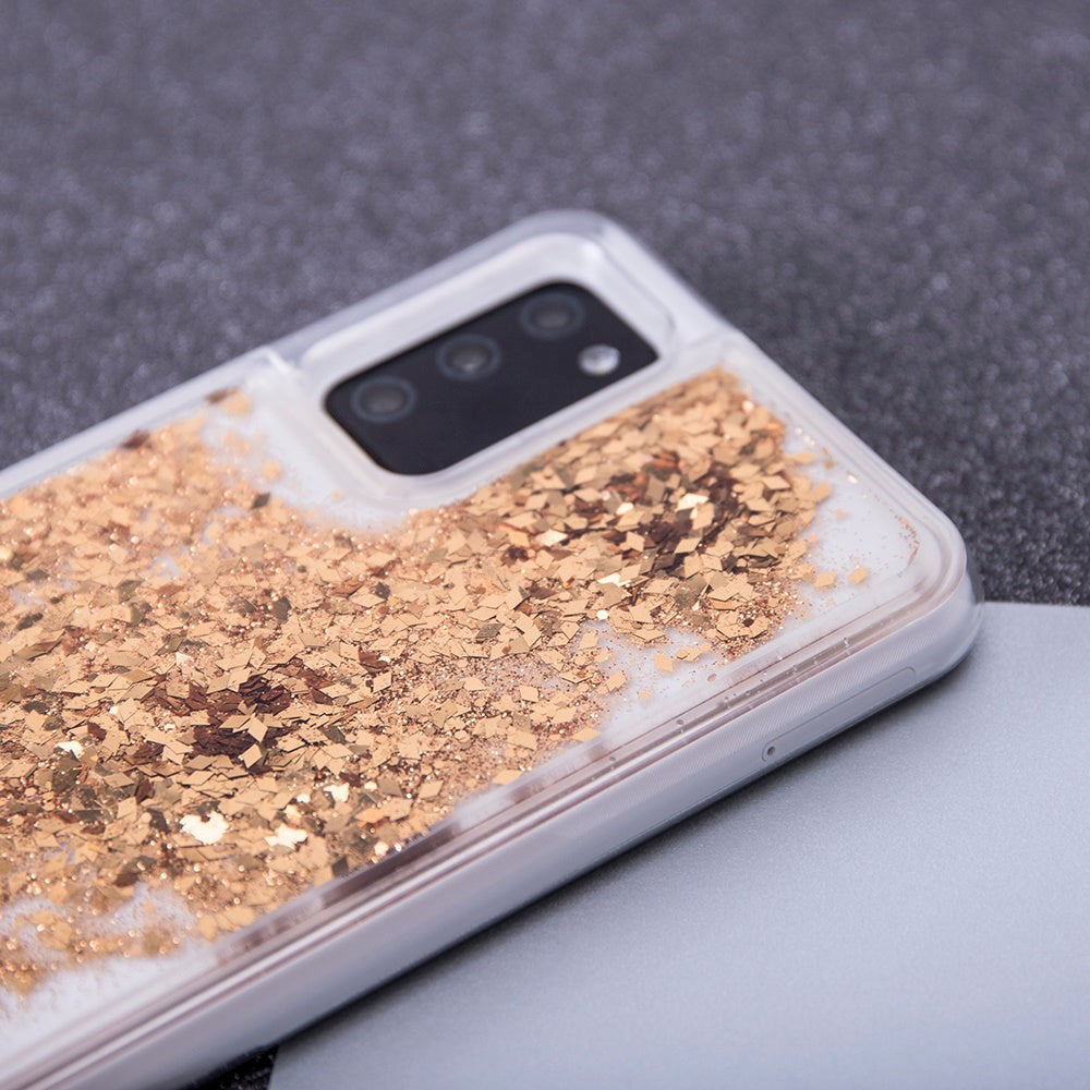 Samsung Galaxy S23 Ultra Gennemsigtigt Glimmer Bagside Cover - Guld