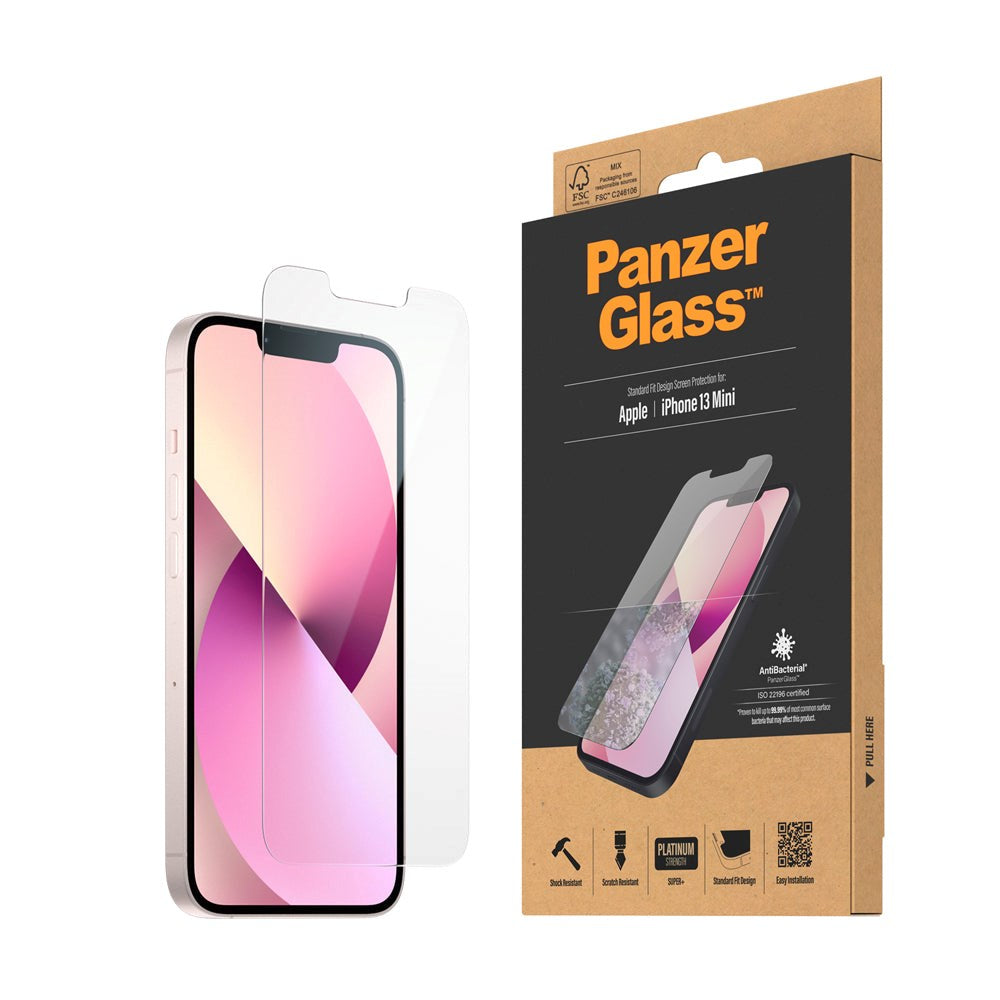 iPhone 13 Mini PanzerGlass AntiBacterial Standard Fit Beskyttelsesglas - Gennemsigtig