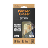 iPhone 15 / 16 PanzerGlass Ultra Wide Fit Beskyttelsesglas m. EasyAligner - Anti-Reflective - Anti-Blue Light - Diamond Strength - Gennemsigtig / Sort Kant