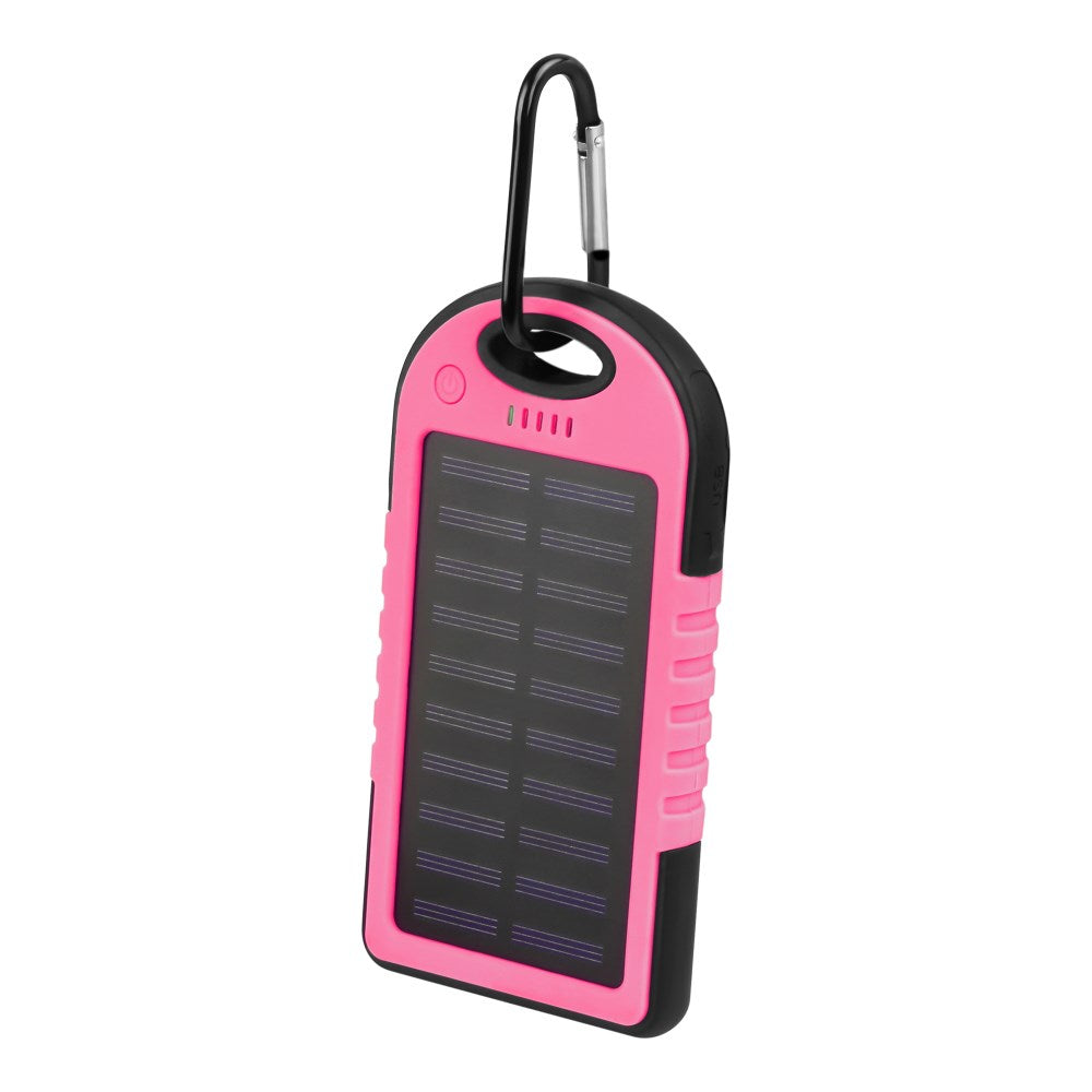 Setty Powerbank m. Solcelle 5.000 mAh 10W 2 x USB-A - Pink