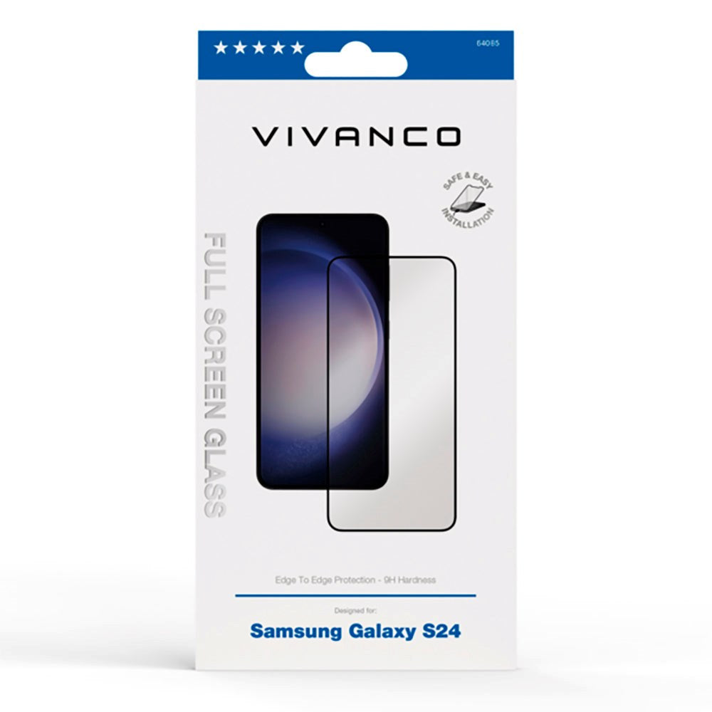 Samsung Galaxy S24 Vivanco Skærmbesktyttelse - Hærdet Glas - Gennemsigtig m. Sort Kant