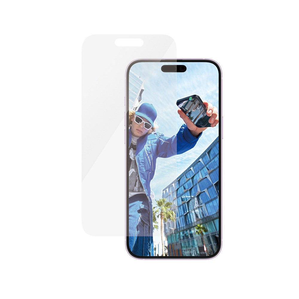 iPhone 16 Plus PanzerGlass Classic Fit Beskyttelsesglas m. EasyAligner - Platinum Strength - Gennemsigtig