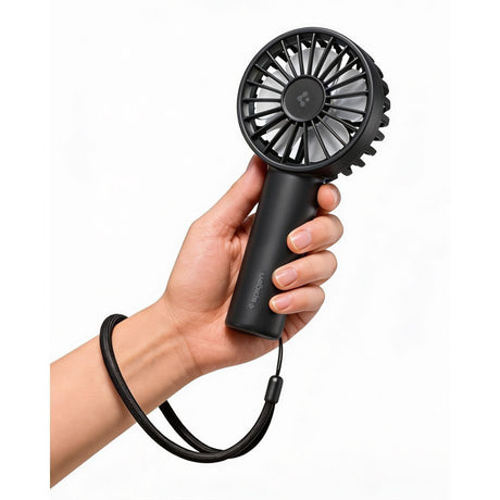 Spigen Mini Bærbar Håndholdt Ventilator m. Strop - Sort