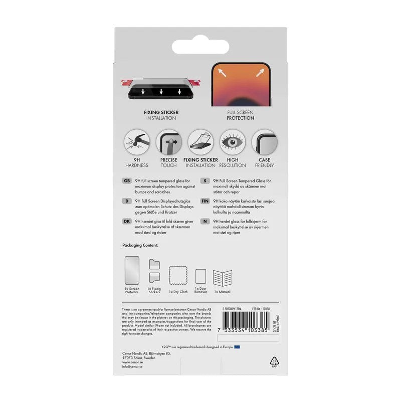 X2O iPhone 18 Pro Max / 17 Pro Max / 16 Pro Max Hærdet Glas Skærmbeskyttelse - Gennemsigtig / Sort Kant