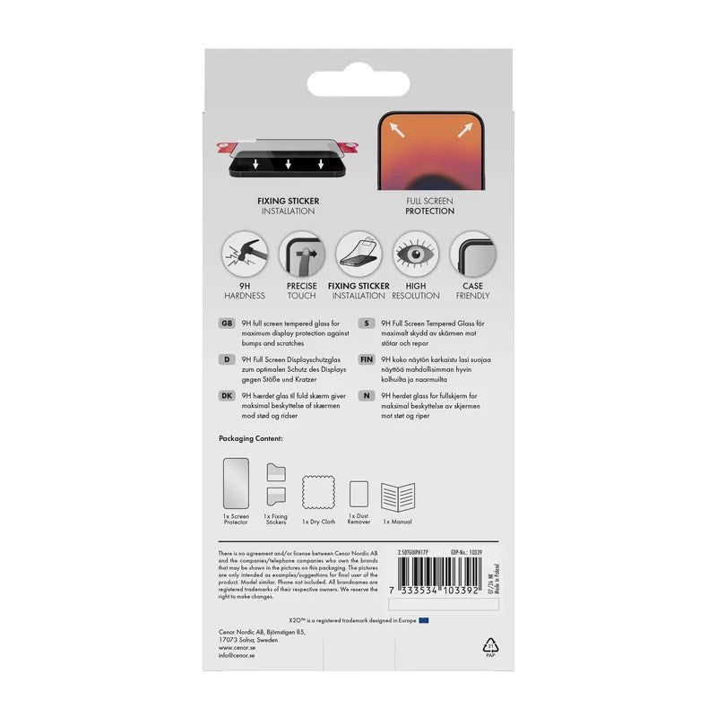 X2O iPhone 18 Pro / 17 Pro / 16 Pro Hærdet Glas Skærmbeskyttelse - Gennemsigtig / Sort Kant
