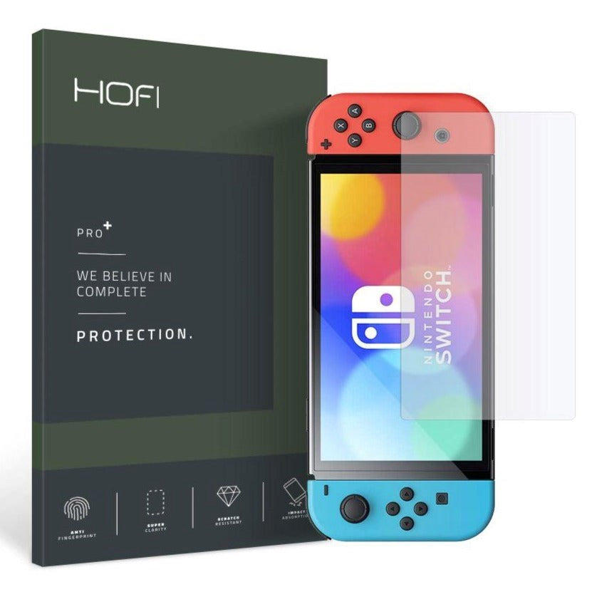 Nintendo Switch OLED Hofi Glass Pro+ Hærdet Glas - Case Friendly - Gennemsigtigt