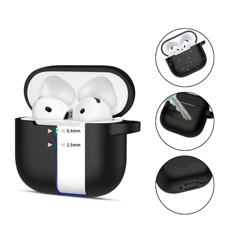 Tech-Protect Apple AirPods 4 Silikone Cover m. Karabinhage - Sort