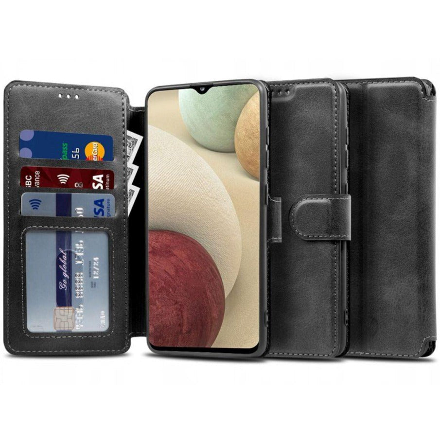 Samsung Galaxy A12 Tech-Protect Øko Læder Wallet Flip Cover - Sort