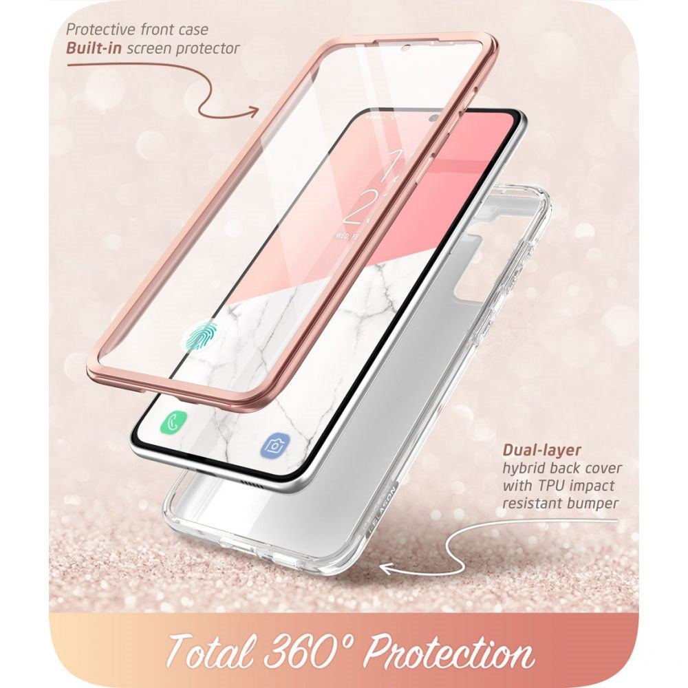 Samsung Galaxy S21 FE (5G) Cover m. Skærmbeskyttelse i-Blason Cosmo Marble - Pink