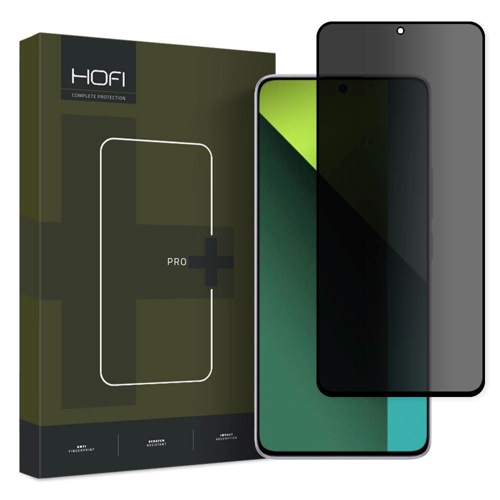 Hofi Xiaomi Redmi Note 13 (5G) / 13 Pro (4G / 5G) Glass Pro+ Skærmbeskyttelse m. Privacy Funktion - Case Friendly - Gennemsigtig / Sort Kant