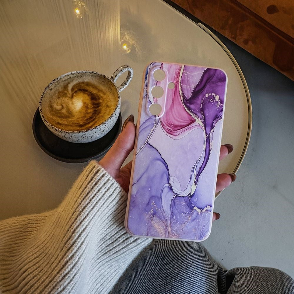 Samsung Galaxy A15 (5G) / A15 Tech-Protect Marble Bagside Cover - Lyserød / Lilla