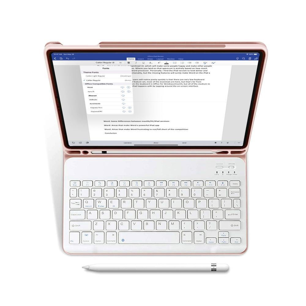 iPad 10.9" (2022) Tech-Protect Keyboard Cover m. Pencil Holder - Engelsk Layout - Lyserød