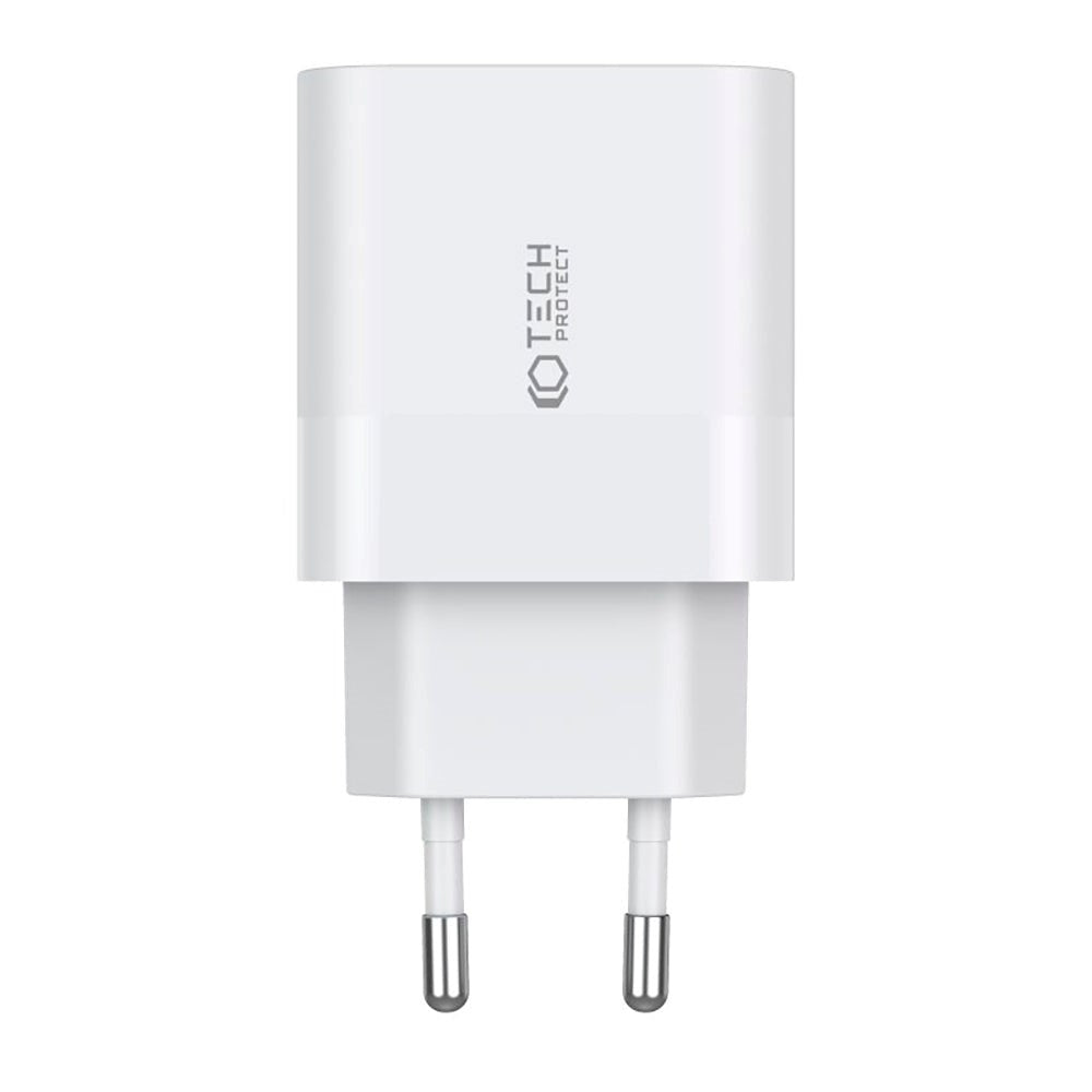 Tech-Protect 20W Vægoplader m. 2 x USB-C & USB-C Kabel - Hvid