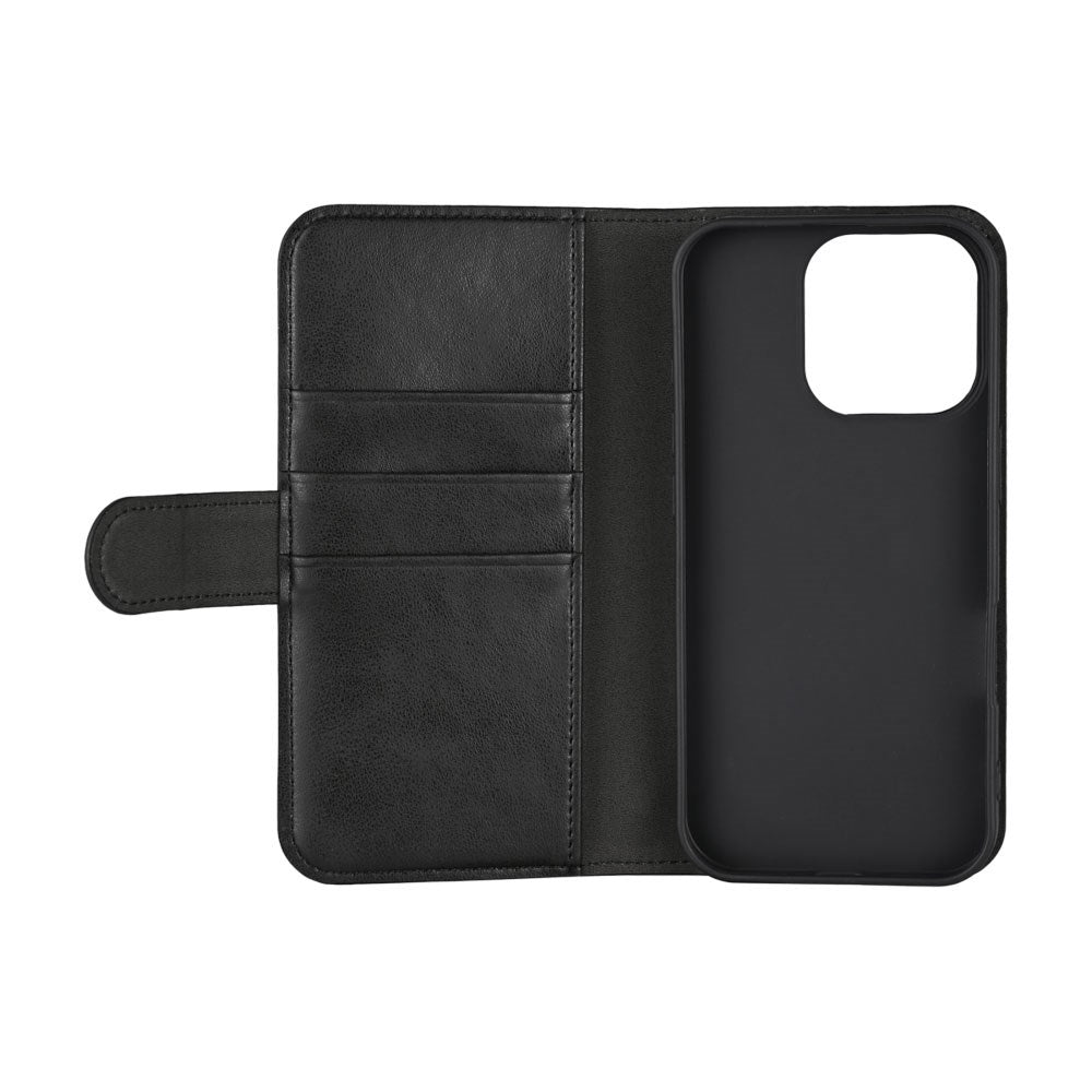 iPhone 16 Pro Essentials Kunstlæder Flip Cover - Sort
