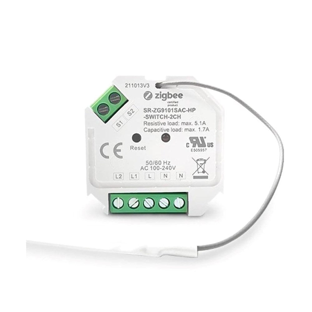 Light Solutions - Mini ZigBee 2 x 390W Dobbelt Afbryder - Hvid